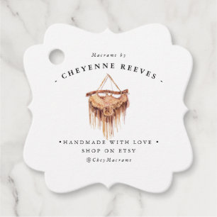 Waterverf Macrame Logo Zakelijk Hang Tag Bedankjes Labels