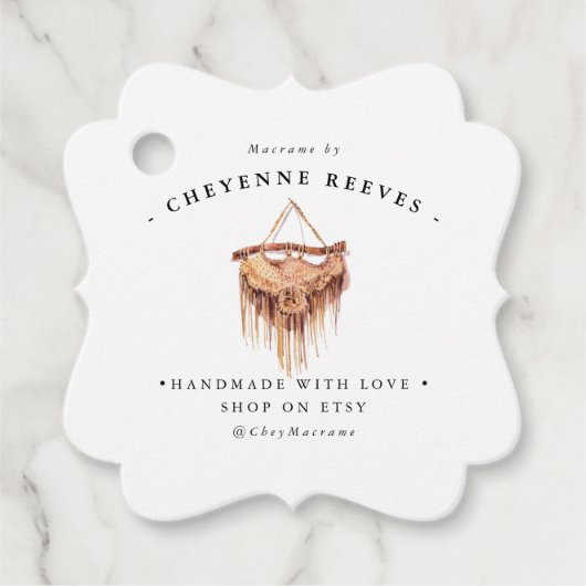 Waterverf Macrame Logo | Zakelijk Hang Tag Bedankjes Labels (Voorkant)