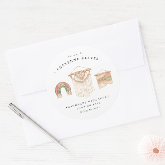 Waterverf Macramé Logo | Zakelijke Stickers (Envelop)