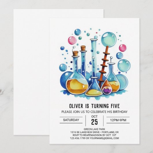 Waterverf Mad Scientist Experiment Verjaardag Kaart (Voorkant / Achterkant)