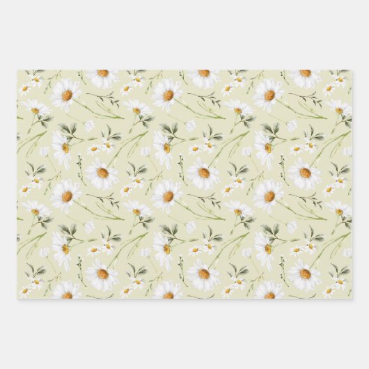 Waterverf Madeliefje Bloemen Bloemstuk Inpakpapier Vel (Voorkant 2)