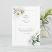 Waterverf madeliefjes bruiloft kaart (Staand voorkant)