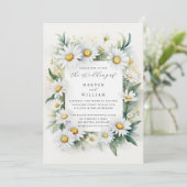 Waterverf madeliefjes bruiloft kaart (Staand voorkant)