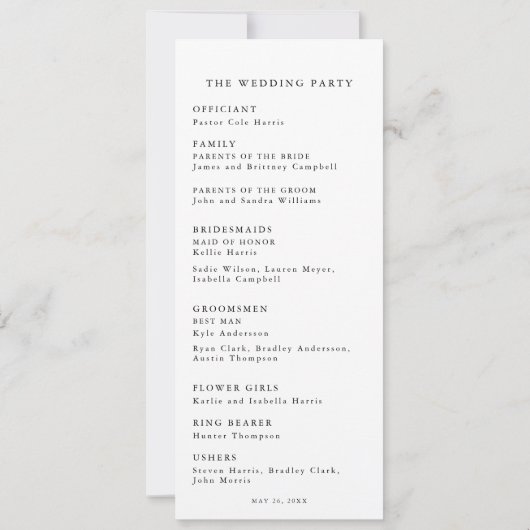 Waterverf madeliefjes bruiloft programma (Achterkant)