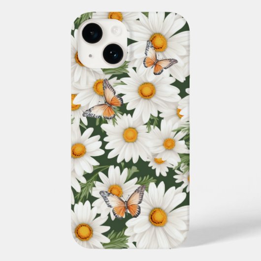 Waterverf madeliefjes en monarchvlinders Case-Mate iPhone case (Achterkant)
