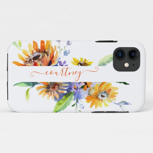 Waterverf madeliefjes gepersonaliseerd   Case-Mate iPhone case (Achterkant (horizontaal))