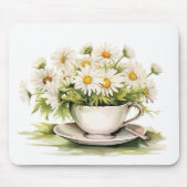 Waterverf madeliefjes in koffiekopje muismat (Voorkant)