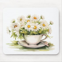 Waterverf madeliefjes in koffiekopje