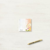 Waterverf madeliefjes met gepersonaliseerde naam post-it® notes (Op bureau)