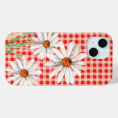 Waterverf madeliefjes op gingham Case-Mate iPhone case (Achterkant (horizontaal))