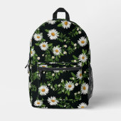 Waterverf madeliefjes op zwart bedrukte rugzak (Voorkant)