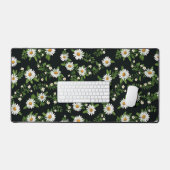 Waterverf madeliefjes op zwart bureaumat (Keyboard & Muis)