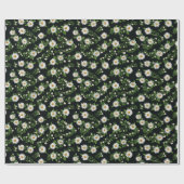 Waterverf madeliefjes op zwart cadeaupapier (Vlak)