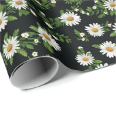 Waterverf madeliefjes op zwart cadeaupapier (Rol Hoek)