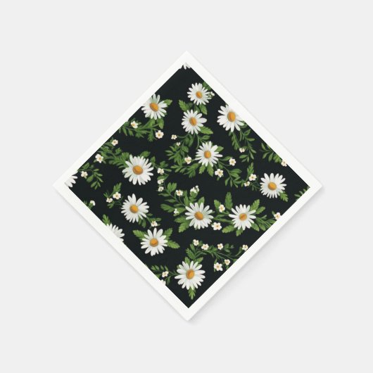 Waterverf madeliefjes op zwart servet (Hoek)