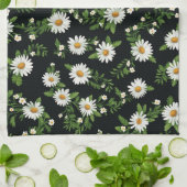 Waterverf madeliefjes op zwart theedoek (Gevouwen)