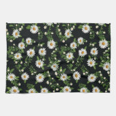 Waterverf madeliefjes op zwart theedoek (Horizontaal)