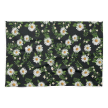 Waterverf madeliefjes op zwart