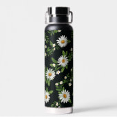 Waterverf madeliefjes op zwart waterfles (Achterkant)