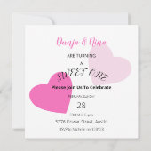 Waterverf madeliefjes roze harten foto tweeling (Achterkant)