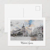 Waterverf Madrid Briefkaart – Schilderachtig skyli (Voorkant / Achterkant)