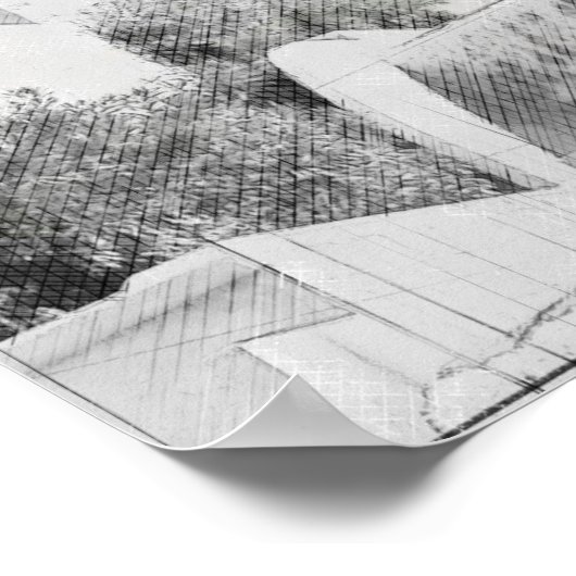 Waterverf Madrid Skyline Poster – Spanje Cityscape (Hoek)