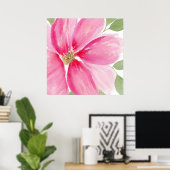 Waterverf Magenta Bloom Poster (Thuiskantoor)