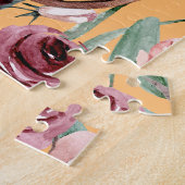 Waterverf Magenta Floral Carriage Passen getrouwd Legpuzzel (Zijkant)