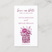 Waterverf Magenta Peony-Save de Date-QR code- Visitekaartje (Voorkant)
