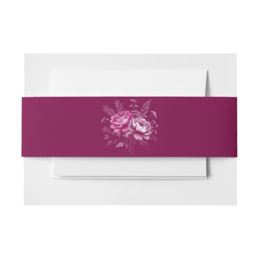 Waterverf Magenta Peony-Wedding- Uitnodigingen Wikkel (Voorkant Voorbeeld)