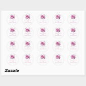 Waterverf magenta pioen- bruiloft stickers (Vel)