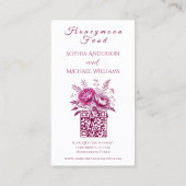 Waterverf Magenta Pioen - Registry-Honeymoon Visitekaartje (Achterkant)