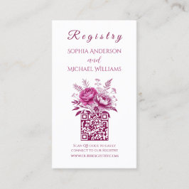 Waterverf Magenta Pioen - Registry-Honeymoon Visitekaartje