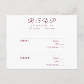Waterverf Magenta Pioen-RSVP-Bruiloft- Briefkaart (Achterkant)