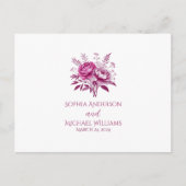 Waterverf Magenta Pioen-RSVP-Bruiloft- Briefkaart (Voorkant)