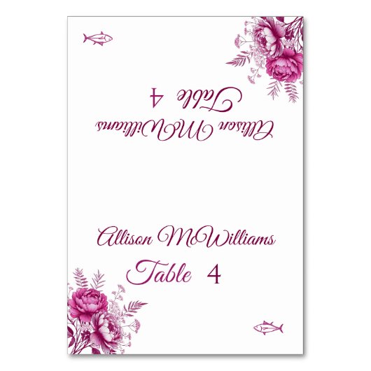 Waterverf Magenta Pioen-Vis Icon-Wedding- Kaart (Voorkant)