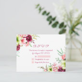 Waterverf Magenta Red Amaryllis Floral Wedding Briefkaart (Staand voorkant)