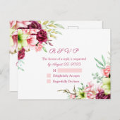 Waterverf Magenta Red Amaryllis Floral Wedding Briefkaart (Voorkant / Achterkant)