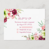Waterverf Magenta Red Amaryllis Floral Wedding Briefkaart (Voorkant)