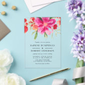 Waterverf Magenta Roze Bloemen Botanische bruiloft Acryl Uitnodigingen (Insitu (Huwelijk))