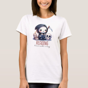 Waterverf Magere Hein Boekenliefhebber T-shirt