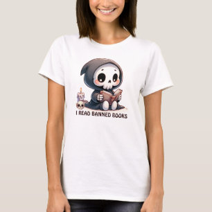 Waterverf Magere Hein Boekenliefhebber T-shirt
