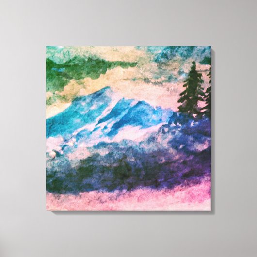 Waterverf Magic Bos Landschapsschilderij Canvas Afdruk (Voorkant)