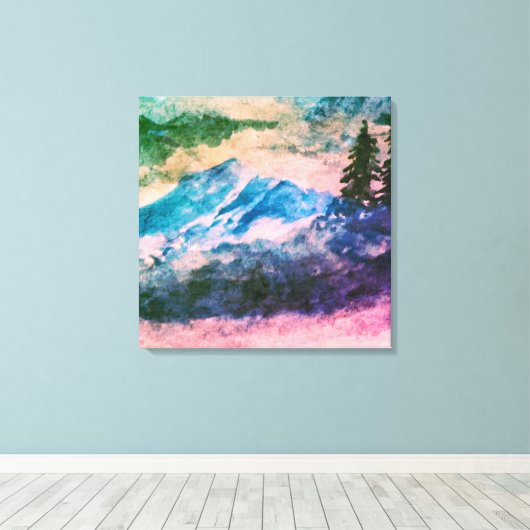 Waterverf Magic Bos Landschapsschilderij Canvas Afdruk (Insitu (Houten vloer))