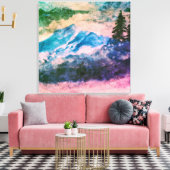 Waterverf Magic Bos Landschapsschilderij Canvas Afdruk (Insitu (Woonkamer))