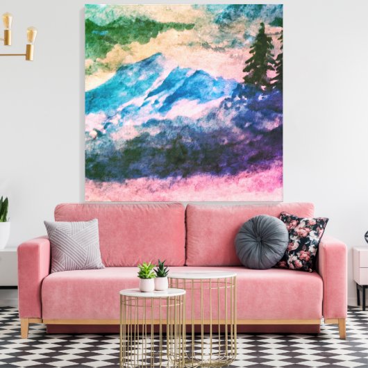 Waterverf Magic Bos Landschapsschilderij Canvas Afdruk (Insitu (Woonkamer))