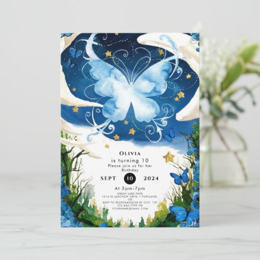 Waterverf Magic Butterfly Verjaardag Kaart (Staand voorkant)