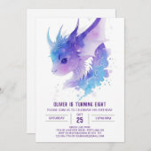 Waterverf Magic: Dragon Birthday Kaart (Voorkant / Achterkant)