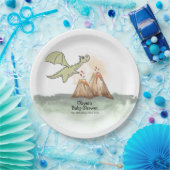 Waterverf Magic Dragon Mountain Boy Baby shower Papieren Bordje (Feest)