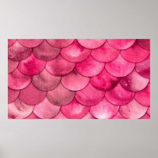 Waterverf Magic Mermaid Bright Pink Color Scales Poster (Voorkant)